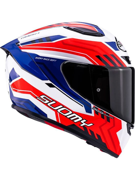 Suomy Track-1 Framework White/Red/Blue Motorcycle Helmet Full Face ECE 22.06 1350gr with Pinlock