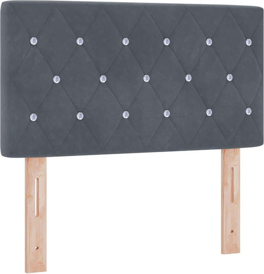 Pat Single Tapitat Cu Catifea Gri Închis Cu Plăci Și Saltea 80x200cm