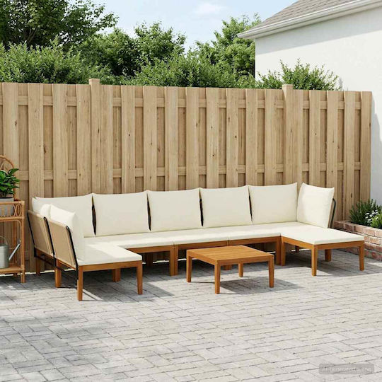 Garten- und Outdoor-Möbelsets Wohnzimmer Typsatz 8 Stück Beige mit Kissen Garten- und Outdoor-Möbelsets Wohnzimmer Typsatz 8 Stück Beige mit Kissen