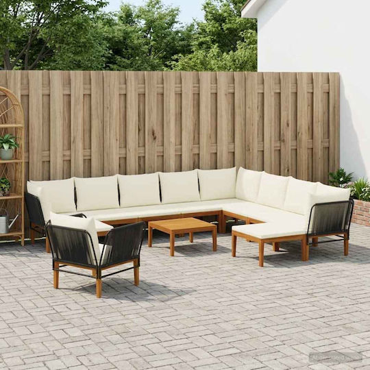 Garten- und Outdoor-Möbelsets Wohnzimmer Typsatz 12 Stück Schwarz mit Kissen Garten- und Outdoor-Möbelsets Wohnzimmer Typsatz 12 Stück Schwarz mit Kissen