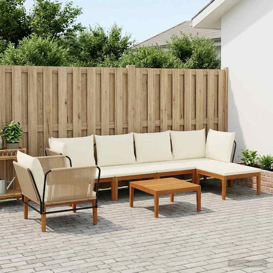 Garten- und Outdoor-Möbelsets Wohnzimmer Typsatz 7 Stück Beige mit Kissen Garten- und Outdoor-Möbelsets Wohnzimmer Typsatz 7 Stück Beige mit Kissen