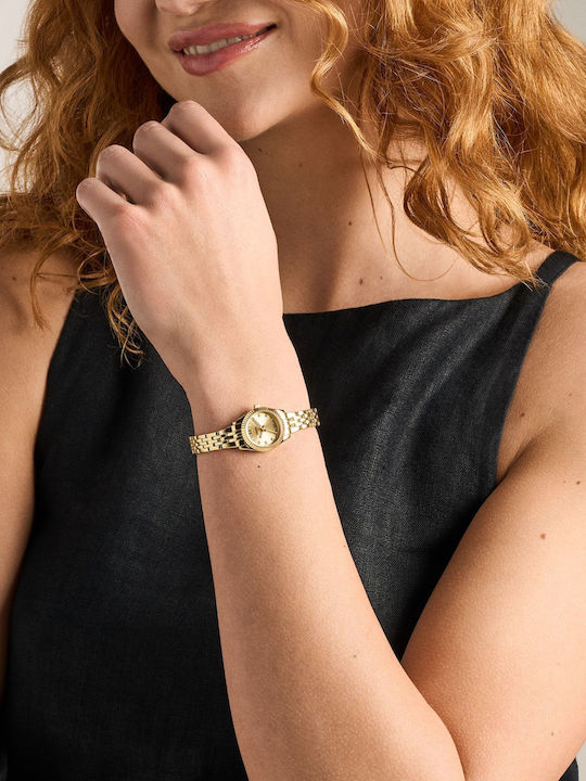 Fossil Scarlette Ceas Dama 20mm Baterie Cu Brățară Din Oțel Inoxidabil Auriu