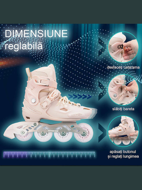 Action One Pastel Tan Adjustable Inline Skates Size M 32-35