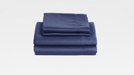 Valeria Home Set Huse Pentru Pilote 200x220cm Dublă Cu 2 Fețe De Pernă & 1 Cearșaf Albastru Închis