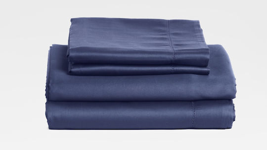 Valeria Home Set Huse Pentru Pilote 200x220cm Dublă Cu 2 Fețe De Pernă & 1 Cearșaf Albastru Închis