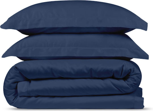 Valeria Home Set Huse Pentru Pilote 220x240cm Superdublu Cu 2 Fețe De Pernă Și 1 Cearșaf Albastru Închis