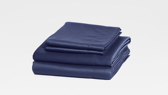 Valeria Home Set Huse Pentru Pilote 220x240cm Supra-dublă Cu 2 Fețe De Pernă & 1 Cearșaf Albastru Închis