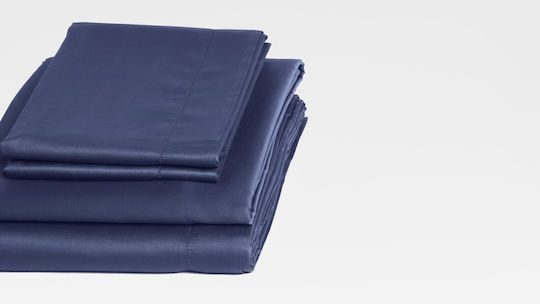Valeria Home Set Huse Pentru Pilote 220x240cm Supra-dublă Cu 2 Fețe De Pernă & 1 Cearșaf Albastru Închis