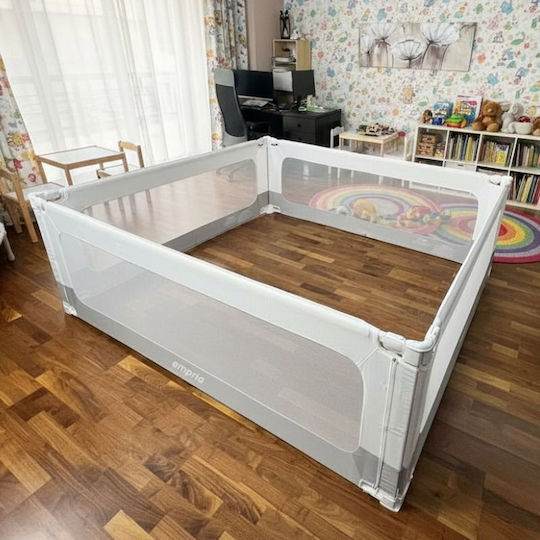 Bară de protecție pentru pat din metal în culoare albă 200x200cm 4 buc