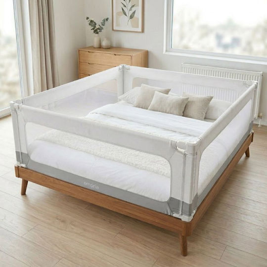Bară de protecție pentru pat din metal în culoare albă 200x180cm 3 buc