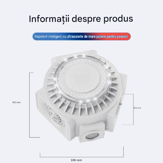 Dispozitiv cu ultrasunete pentru respingerea rozătoarelor 45gr