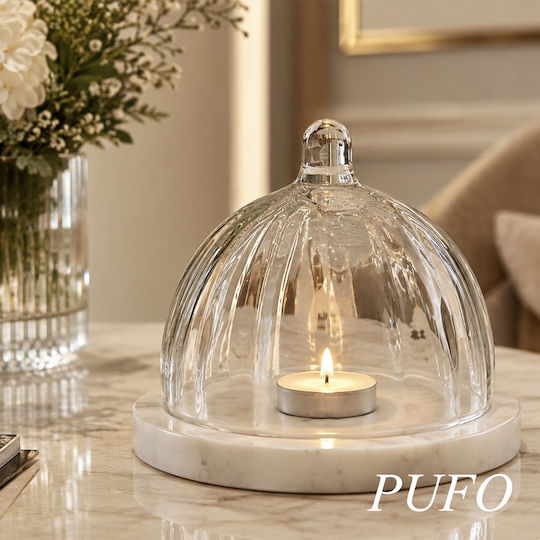 Glass Cake Stand with Lid White 13.5x13.5x10cm