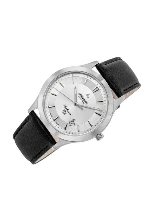 Men's Watch 41mm Battery with Black Leather Strap