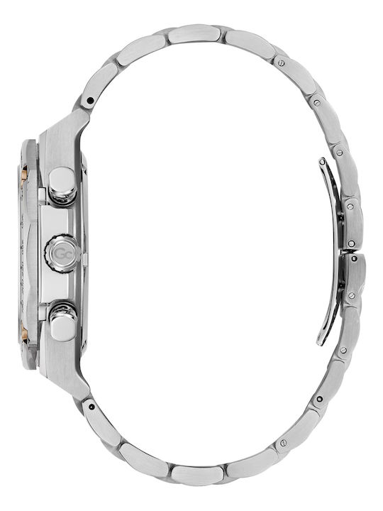 GC Watches Ανδρικό Ρολόι 45mm Χρονογράφος Μπαταρίας με Ασημί Μεταλλικό Μπρασελέ