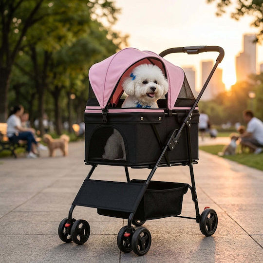 Lelo Pet CityRide – Premium Cărucior Pentru Transport Câine / Pisică Până La 15kg Roz L93xL45xÎ63cm