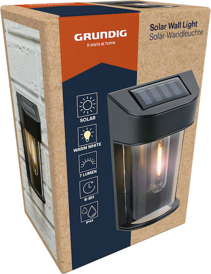 Grundig Επιτοίχιο Ηλιακό Φωτιστικό 7lm Θερμό Λευκό με Φωτοκύτταρο IP44 8x6x13.9εκ.
