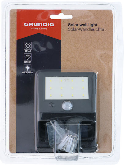 Grundig Wall Mounted Solar Light Cold White with Motion Sensor and Photocell IP44 8.5x4.2x11.3cm