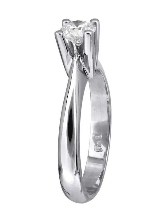 Inel Din Aur Alb 18K Cu Diamant