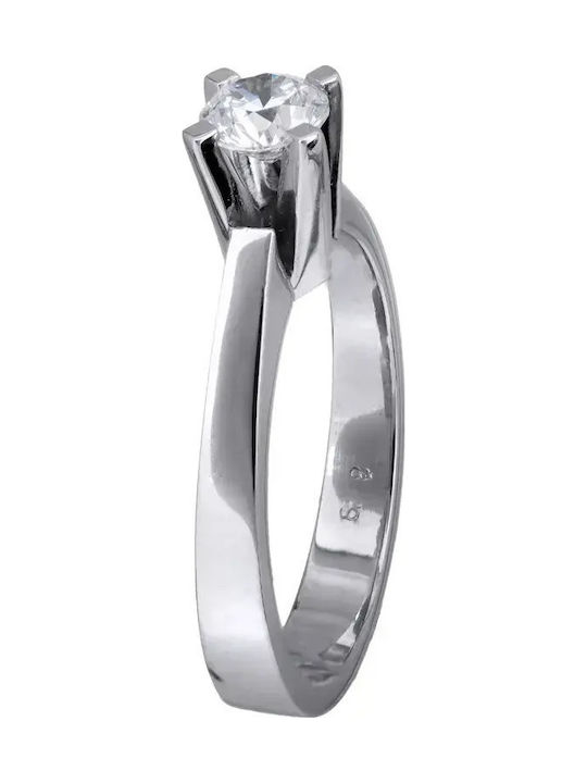 Inel Din Aur Alb 18 Carate Cu Diamant