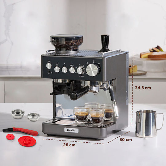 Breville Barista Sense Automatic Espresso Machine 15bar for Cappuccino with Grinding Mill Black VCF187X-01