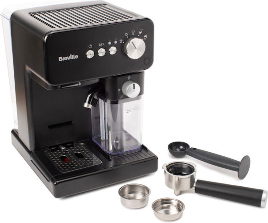 Breville Prima Latte One-touch Αυτόματη Μηχανή Espresso Πίεσης 15bar για Cappuccino Black VCF183X