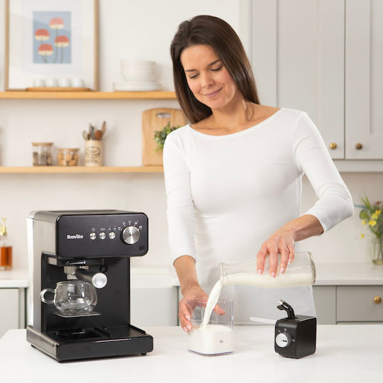 Breville Prima Latte One-touch Αυτόματη Μηχανή Espresso Πίεσης 15bar για Cappuccino Black VCF183X