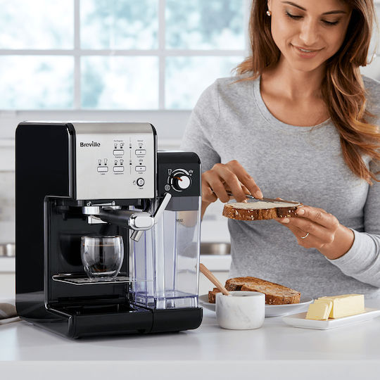 Breville Prima Latte II Μηχανή Espresso Πίεσης 19bar για Cappuccino Black/Silver VCF108X-01