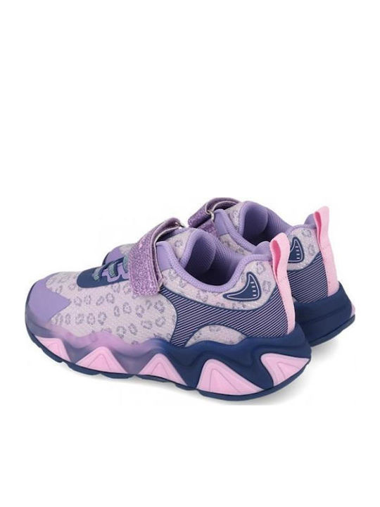Kids Sneakers Anatomic with Hoop & Loop Closure & Lights Lilac