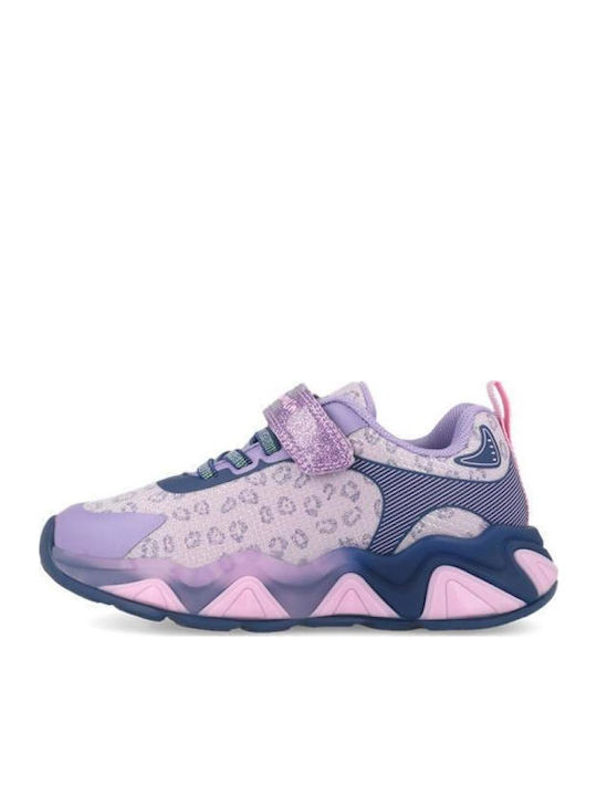 Kids Sneakers Anatomic with Hoop & Loop Closure & Lights Lilac
