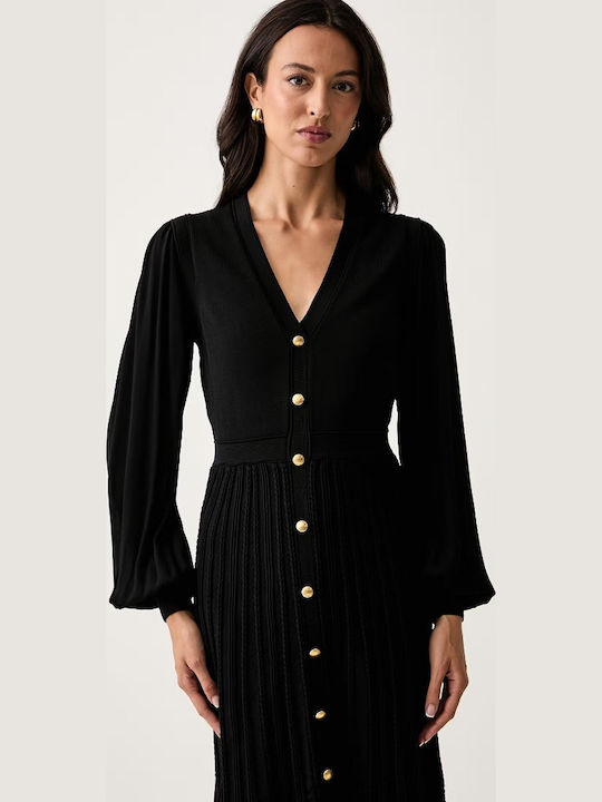 Rochie-Cămașă Midi Neagră