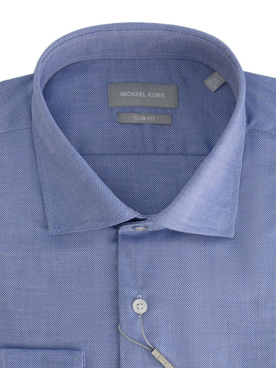 Michael Kors Short Sleeve Shirt in Narrow Fit Sky Blue