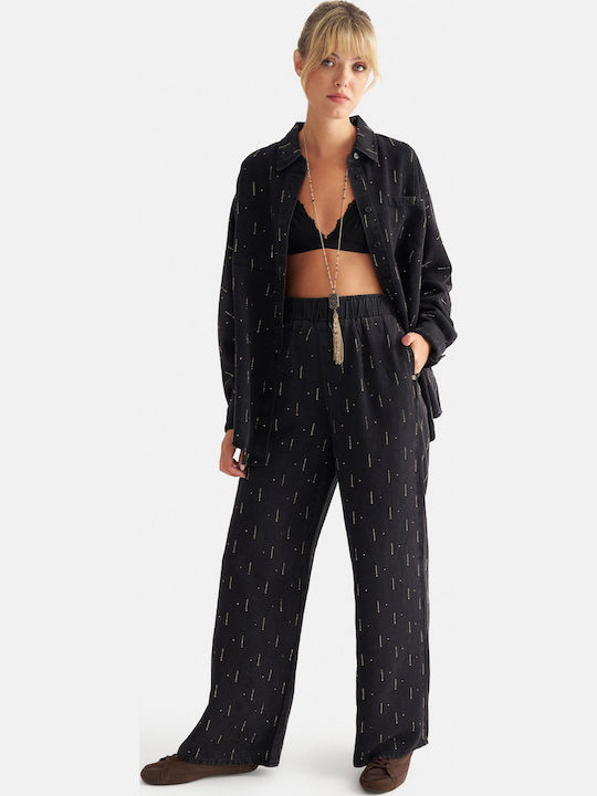 Attrattivo Damen Stoffhose in Entspannter Passform Schwarz 9923760-Schwarz