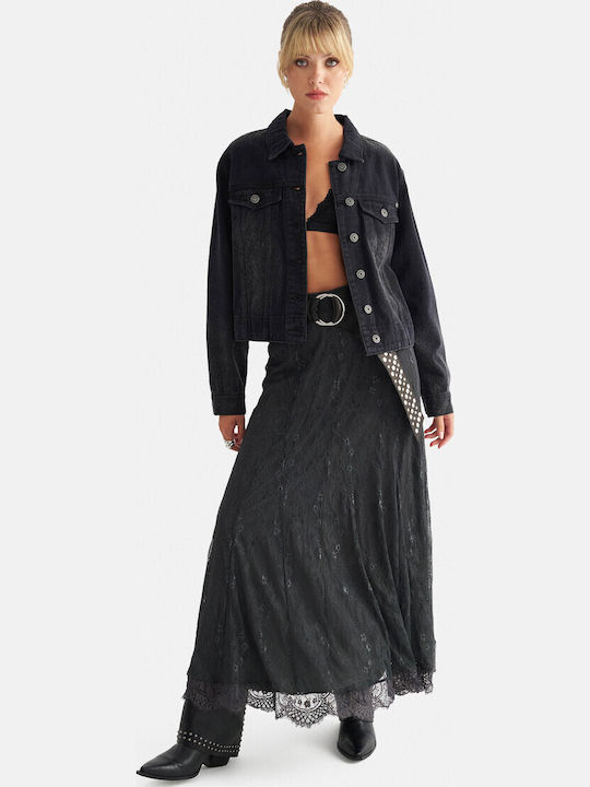 Damen Jean Jacken Schwarz