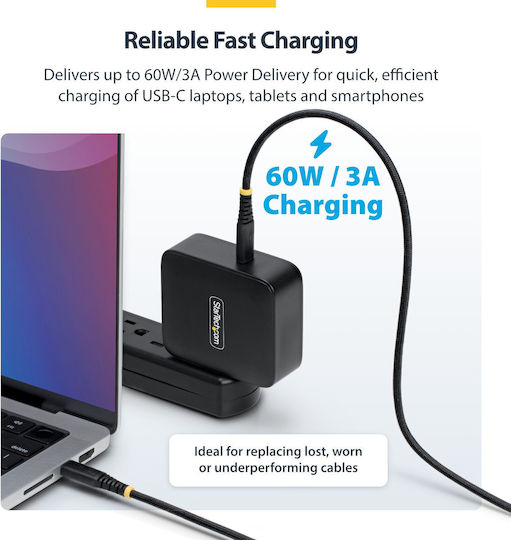 StarTech USB 2.0 Kabel USB-C männlich - USB-C 60W Power Delivery Schwarz USB2CC3MNCBR