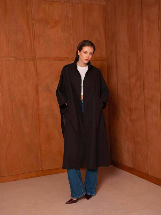 Women's Black Oversized Gabardine