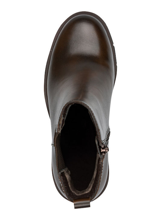 Leder Damen Stiefeletten mit Absatz Braun
