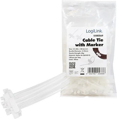 LogiLink Legături Cablu Din Plastic 100mm În Culoare Transparentă 100 Buc