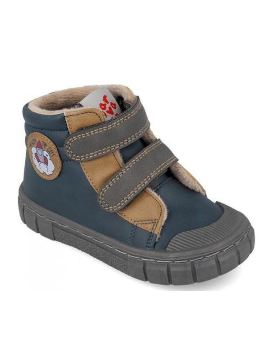 Anatomic Leather Kids Ankle Boots with Hook & Loop Closure Blue