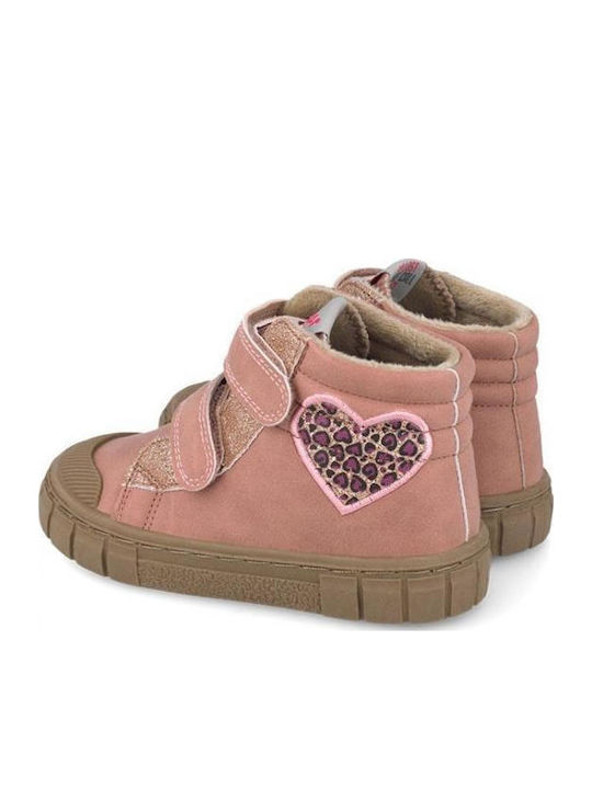 Anatomic Leather Kids Ankle Boots with Hoop & Loop Closure Pink