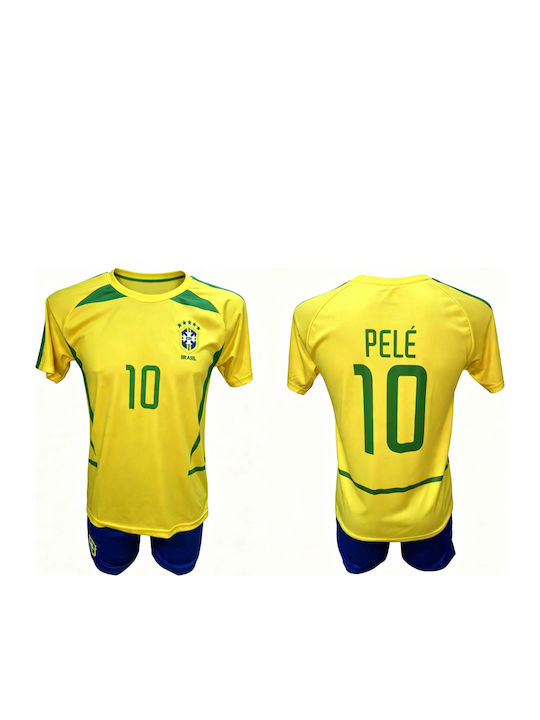 Set de Fotbal pentru Copii Pele Echipamentul Național al Braziliei Verde Galben Albastru Pantaloni Scurți 170826-07