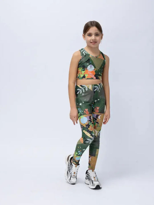Kids Long Leggings Green Rooted
