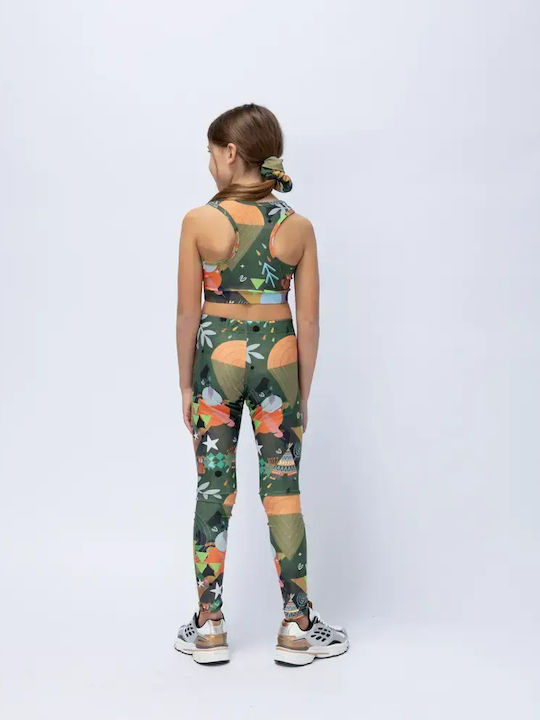 Kids Long Leggings Green Rooted