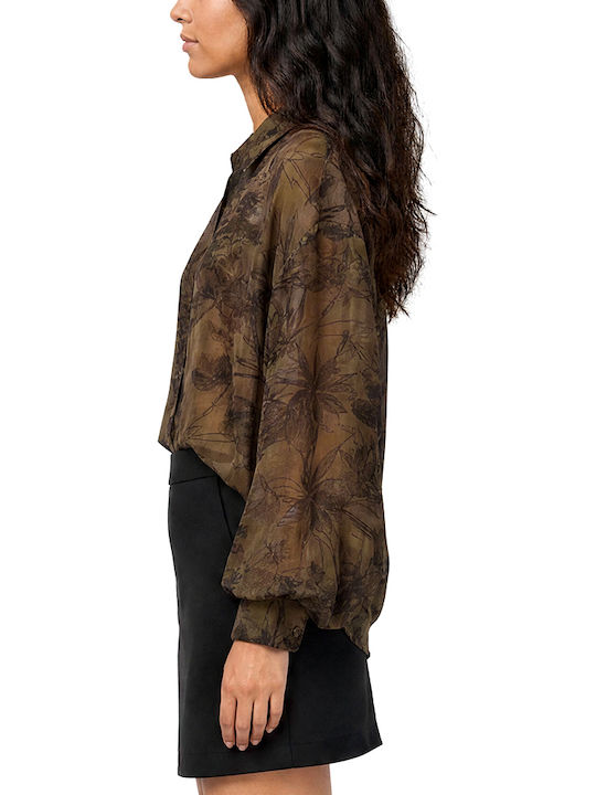 Long Sleeve Women's Shirt Camel Brown