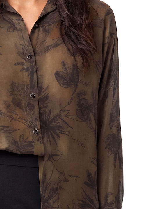 Long Sleeve Women's Shirt Camel Brown
