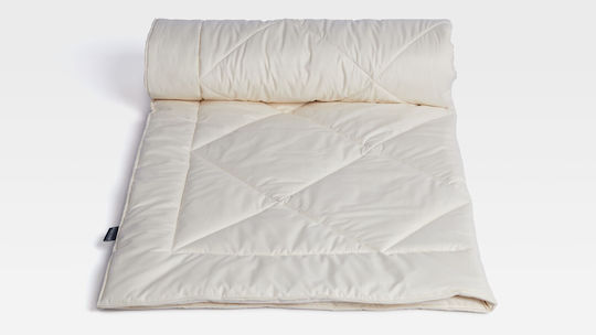 Valeria Home Pătură Supraînălțată cu Umplere din Amestec de In și Mătase 220x230 cm Alb 200 GSM