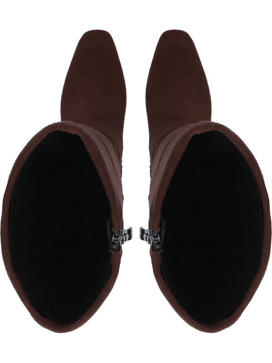 Damenstiefel Mit Mittelhohem Braun Absatz