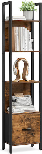 Bookcase Brown Rustic Black 40x24x165cm
