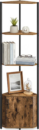 Corner Bookcase Brown Rustic / Black Metal Frame 25.4x44.5x147.3cm