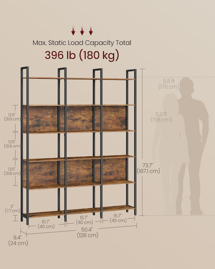 Βιβλιοθήκη Καφέ 128x24x187εκ.