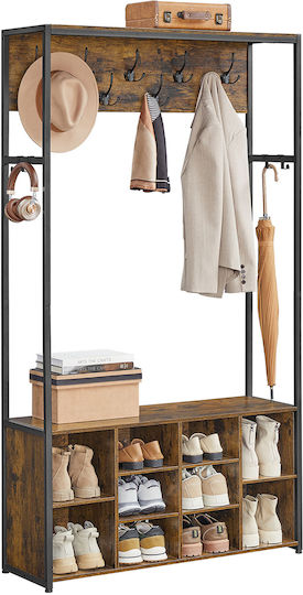 Vasagle Flurmöbel & Aufbewahrung mit Bank Schwarz / Braun 100x32x180cm Vasagle Flurmöbel & Aufbewahrung mit Bank Schwarz / Braun 100x32x180cm